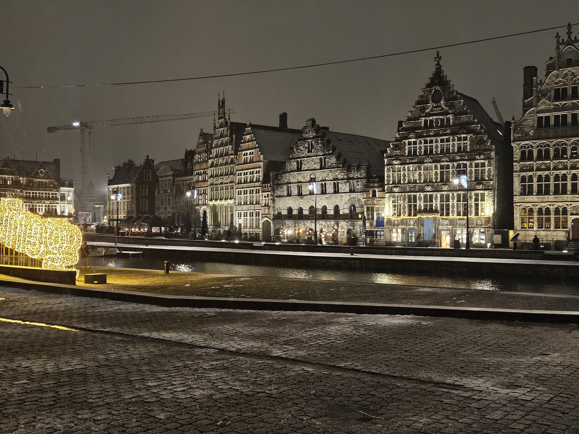 Graslei waterfront at night, Ghent