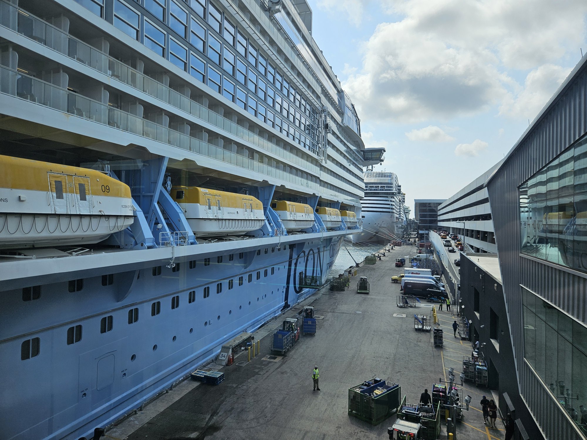 Icon of the Seas docked at port in Miami