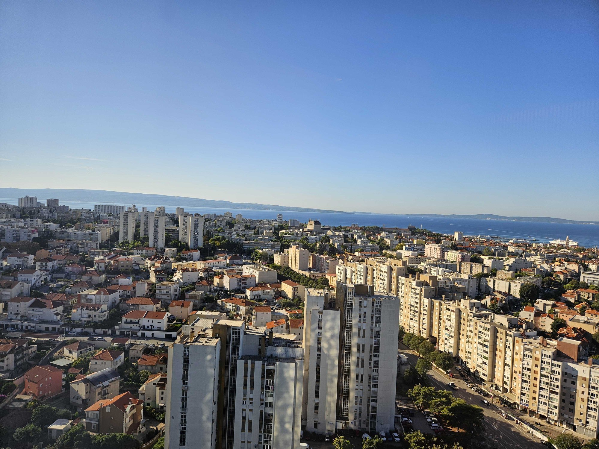 Aerial view of Split with the Adriatic Sea